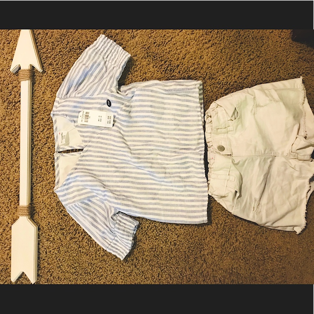 5T A&F top and Jean white shorts